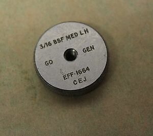 CEJ 3/16" x 32 Tpi BSF MED Left Hand GO Screw Thread Ring Gauge ME639