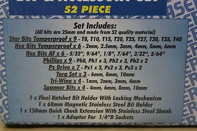 New Laser Tools No. 3345 52 Piece Bit & Accessort Ratchet Set Torx Hex Pz - Image 3