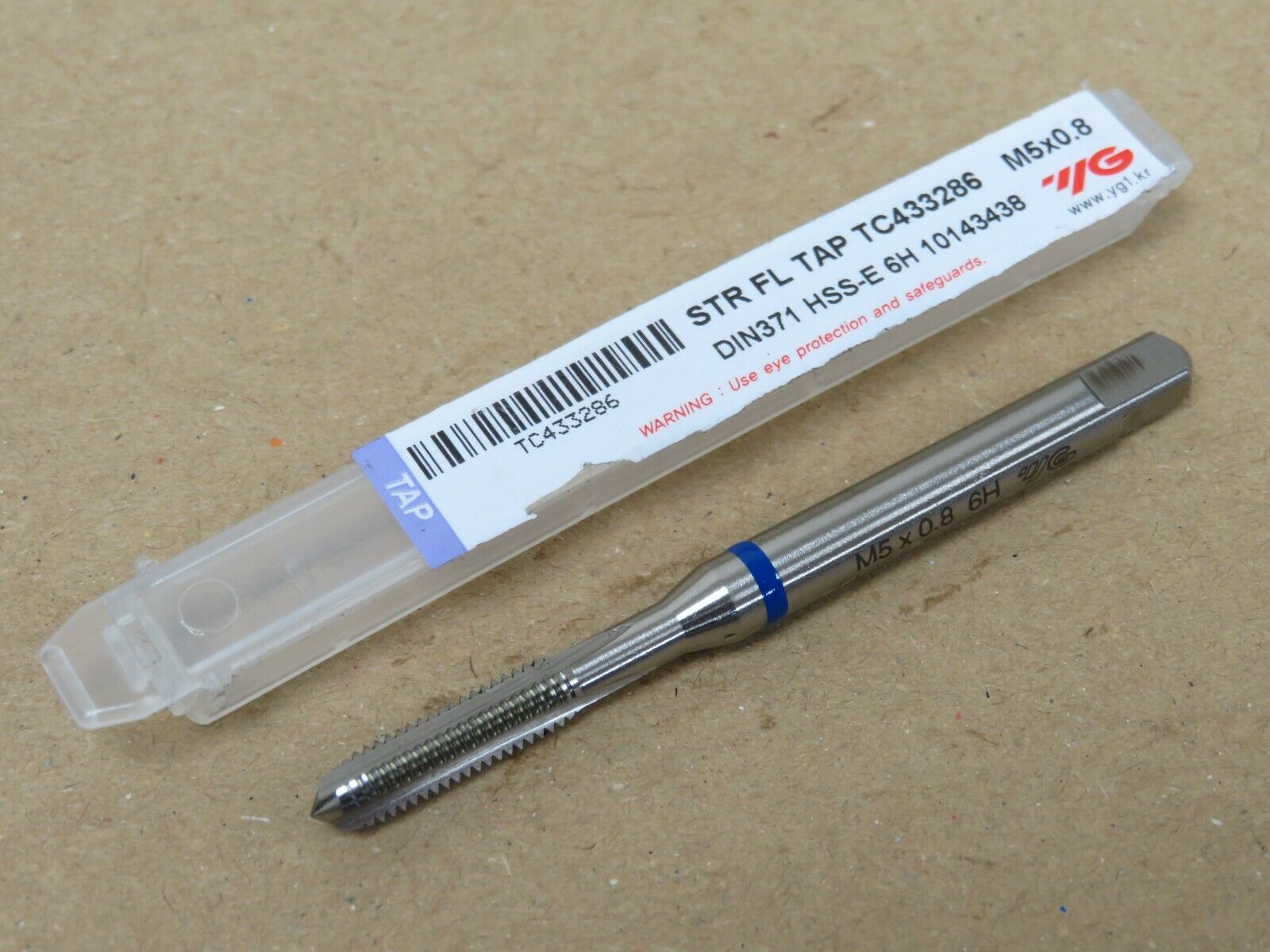 YG1 TC433 M5 x 0.8 HSS-E 6H Straight Flute Machine Tap Blue Ring