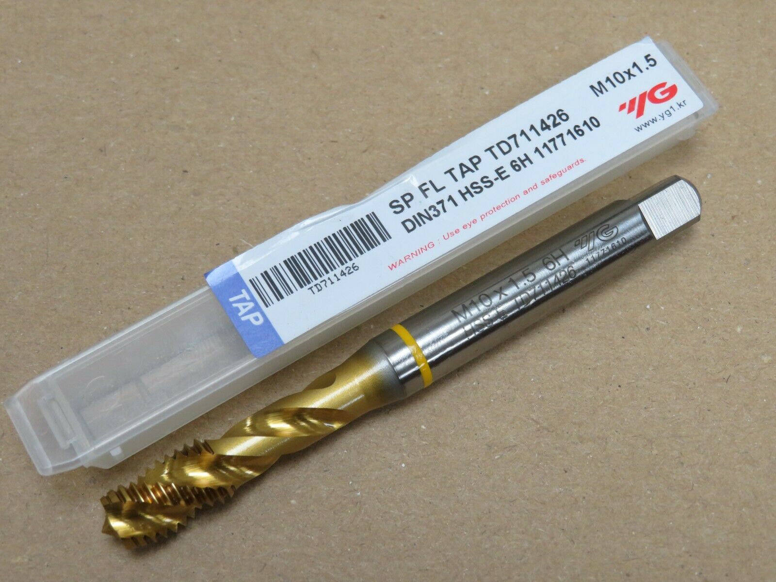 YG1 TD711 M10 x 1.5 HSS-E 6H TiN Coated Spiral Flute Machine Production Tap