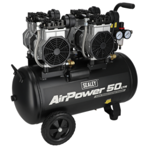50L Low Noise Oil Free Direct Drive Air Compressor 2 x 2hp