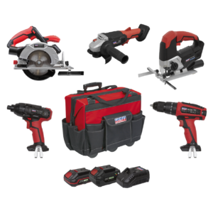 Sealey 5 x SV20 Series Cordless Power Tool Kit 20V - 2 Batteries